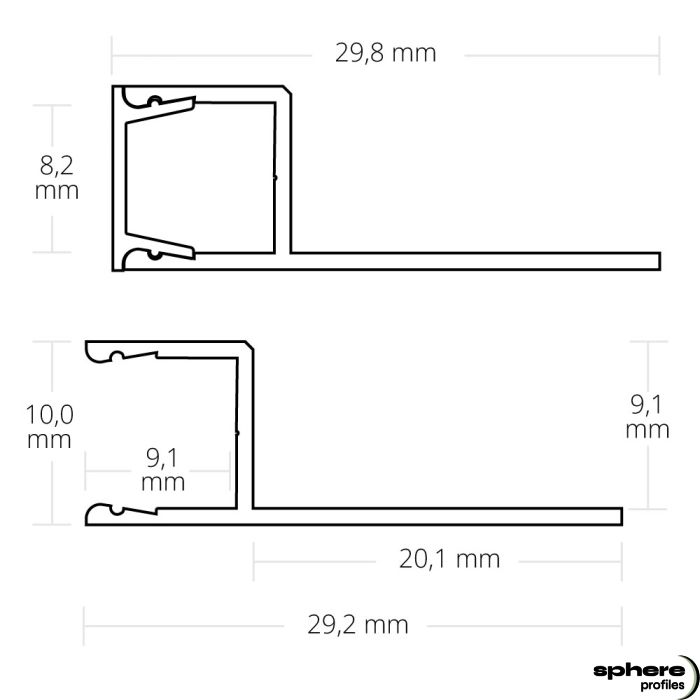 Profilo LED per piastrelle COSMIC, 250 cm, anodizzato