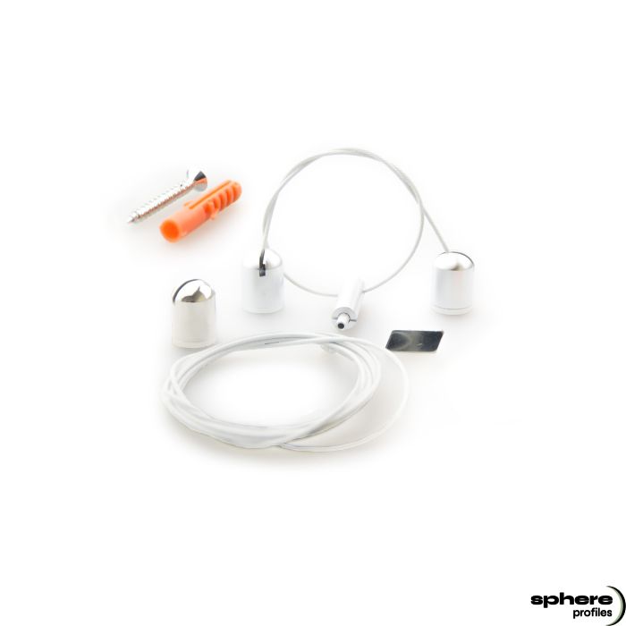 SUSPENSION-02 Sospensione a fune, bianco, 300 cm, 2 corde, materiale di fissaggio incluso