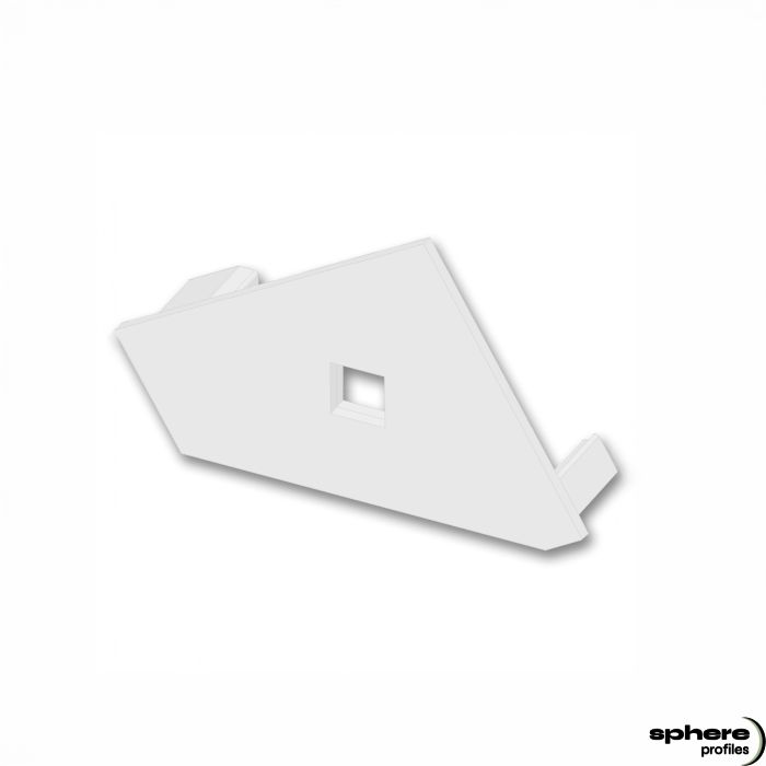 Tappo di chiusura SABIK, bianco RAL 9003, set di 1, con ingresso cavi, sinistro