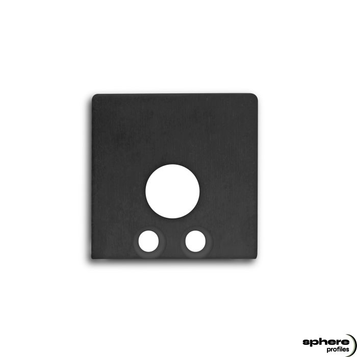 Tapa de cierre ECHON, negra, juego de 2, con entrada de cable, incl. tornillos