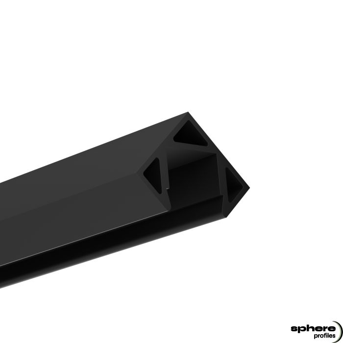 Perfil LED esquinas SIRIUS, 200 cm, negro RAL 9005