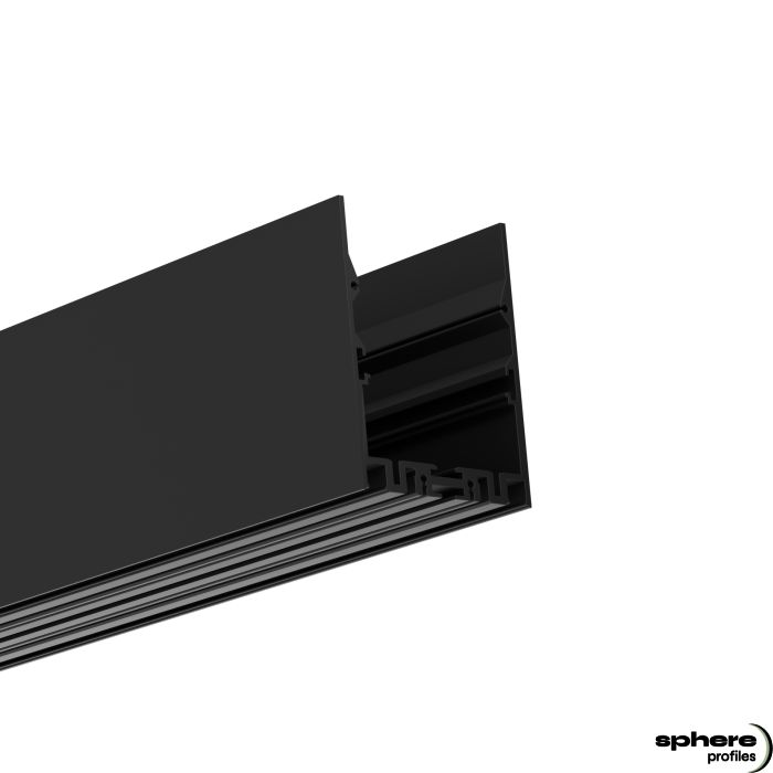 Perfil de iluminación LED ZENITH, 200 cm, negro RAL 9005 recubrimiento de polvo