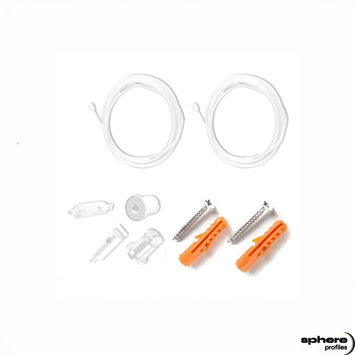 SUSPENSION-01 Suspensión de cuerda, blanco, 150 cm, 2 cuerdas, incl. material de fijación