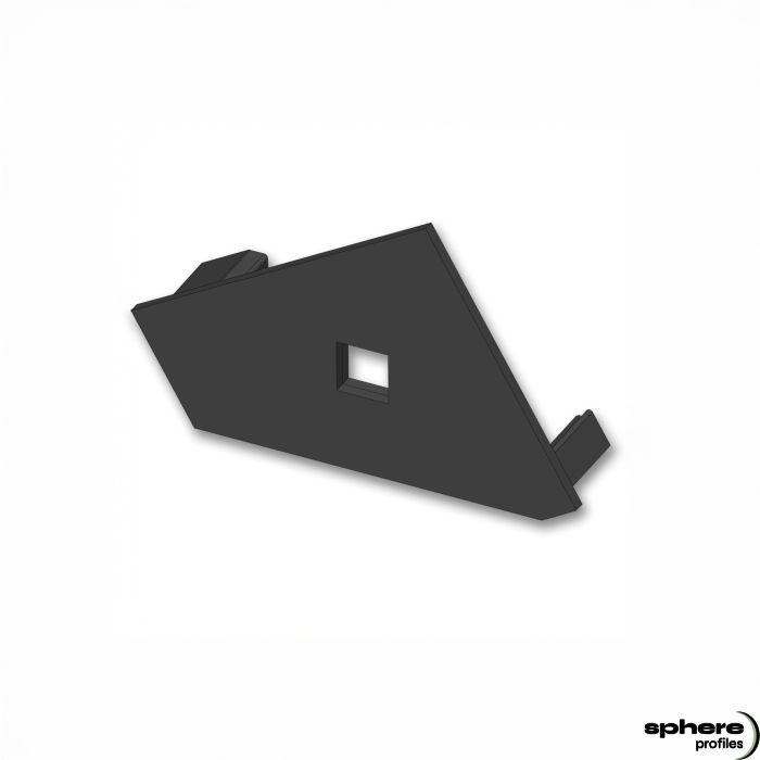 Tapa de cierre SABIK, negra RAL 9005, juego de 1, con entrada de cable, izquierda