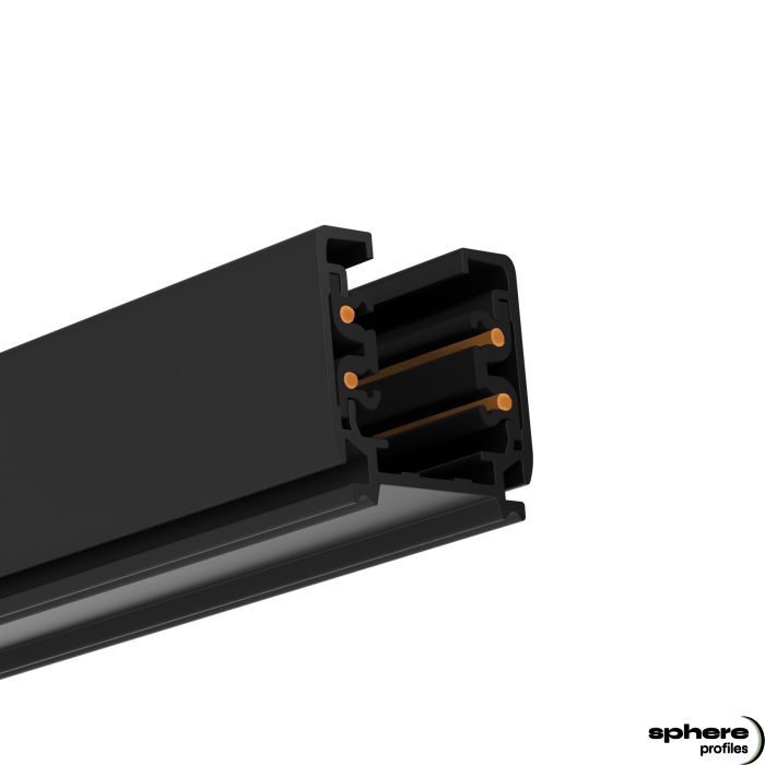 3-phase surface-mounted track PAVONIS, black, 200cm