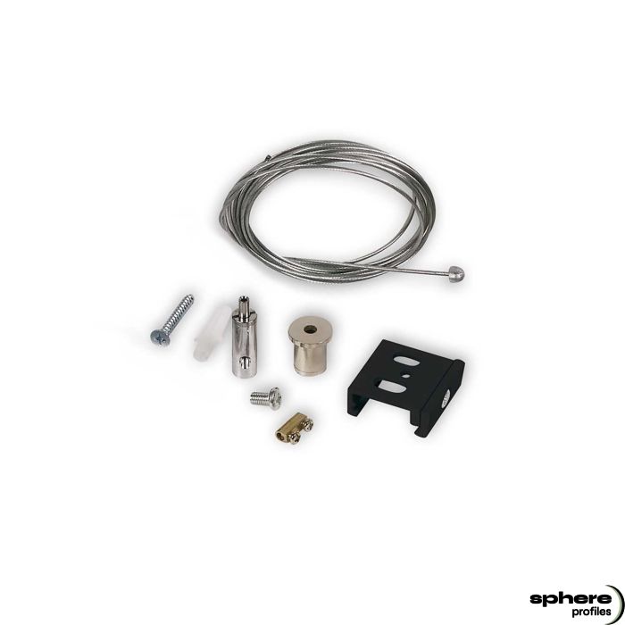 PAVONIS Hanging wire system with slide clamp, black, 10-200cm