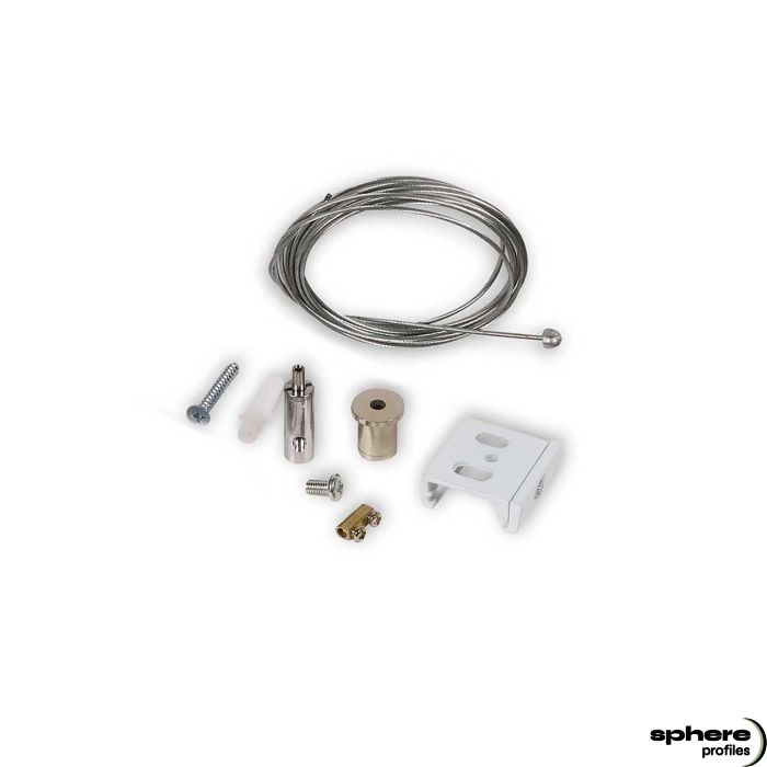 PAVONIS Hanging wire system with slide clamp, white, 10-200cm