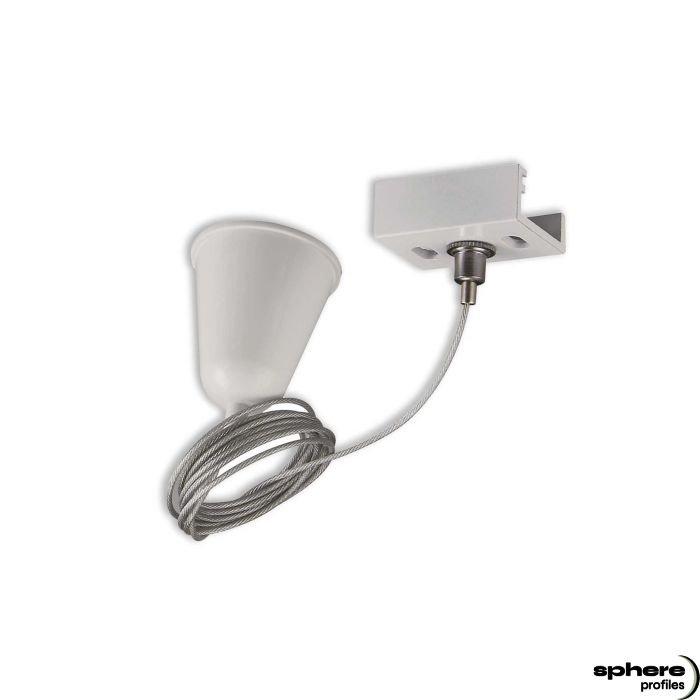 POLLUX Hanging wire system with counter part, white, incl. canopy and steel cable, 1 set