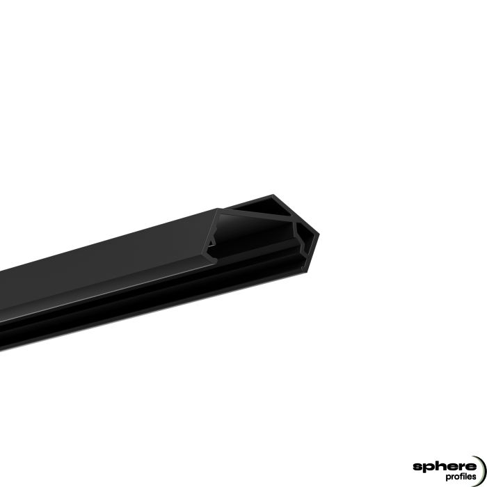 LED Corner profile SABIK, 200cm, black RAL 9005, 30/60°