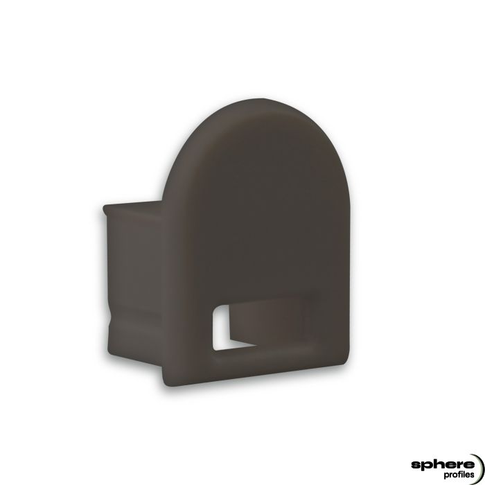 HADIR End cap, black, single set, with cable outlet, round