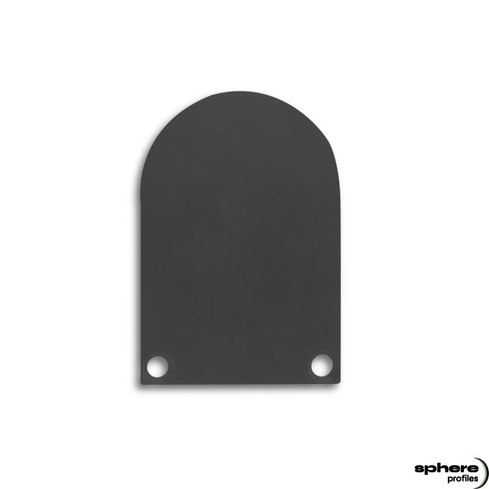 ALKOR/ELEKTRA End cap, black RAL 9005, set of 2, incl. screws, half-round