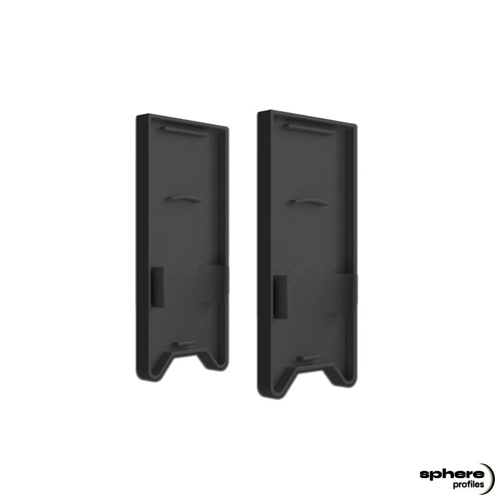 ADRASTEA End cap, black, set of 2, with light trap, extra high